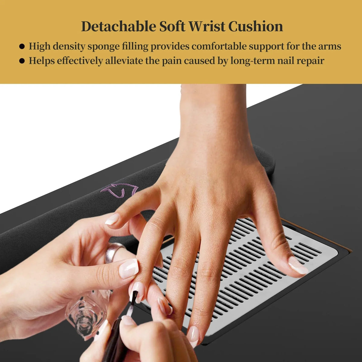 LUXMARS Manicure Table Nail Desk for Technician, Nail Table w/ Electric Dust Collector & Wrist Rest Cushion, Acetone Resistant Nail Table Station w/Lockable Wheels & Drawers & Cabinet - charcoal