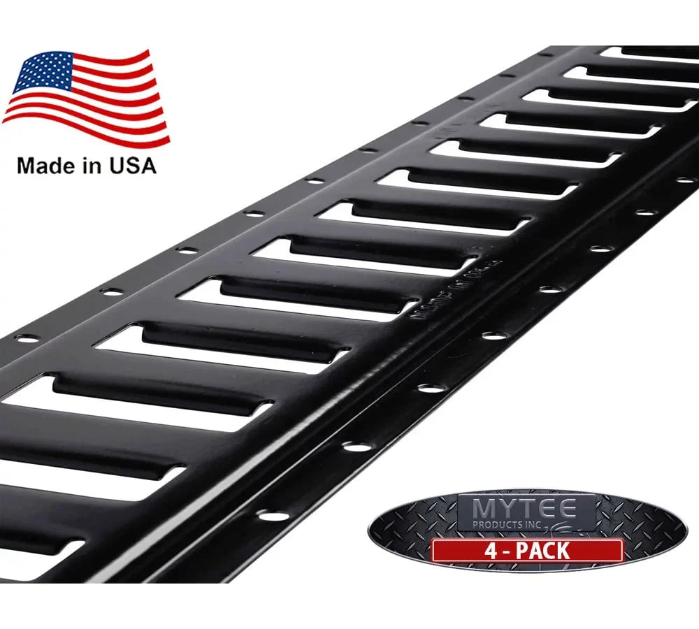 (4 Pack) 5 Ft Horizontal E Track Tie-Down Rail - Made in USA | dark Powder Coated, Bolt-On Tie Down Rail for Cargo on Pickups, Trucks, Trailers, Vans