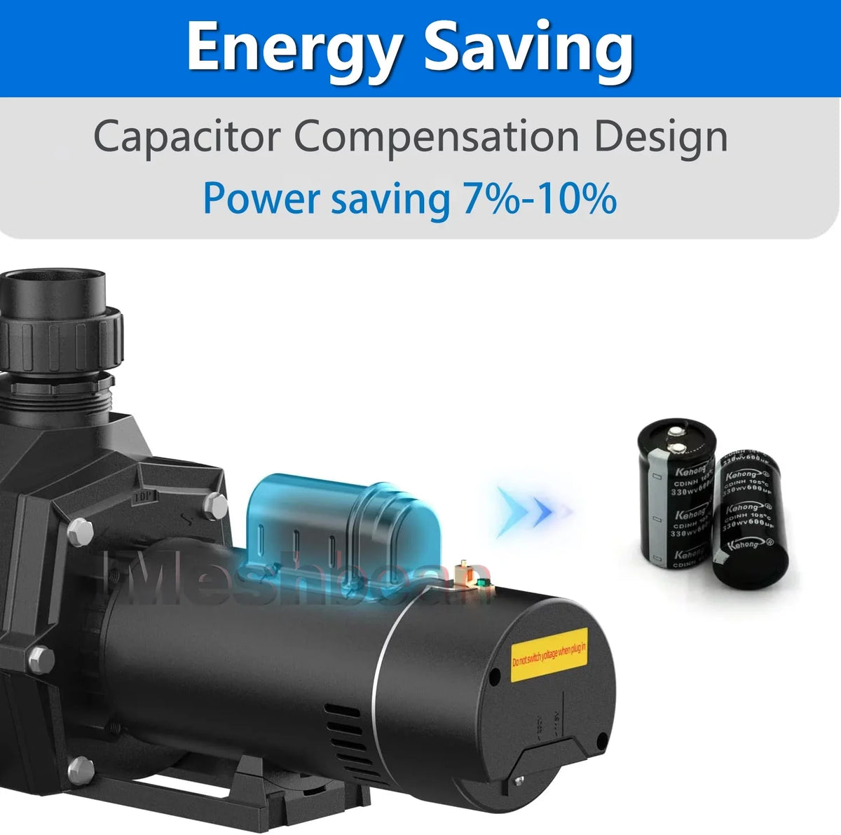 iMeshbean Swimming Pool Pump Above Ground, 2HP Motor, 110V-230V, Single Speed Pump For Above Ground Swimming Pool and Inground Pools, 6500GPH, Head Max 78FT, w/ Strainer Basket & NPT Connector