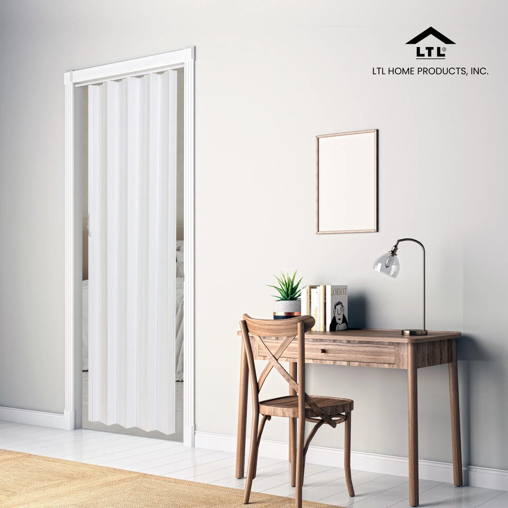 LTL Home Products Via 36" x 80" Vinyl Hinged Single Folding Door, White