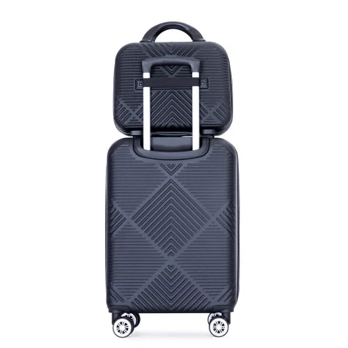 Zateety 2Piece Luggage Sets ABS Lightweight Suitcase , Spinner Wheels, ebony