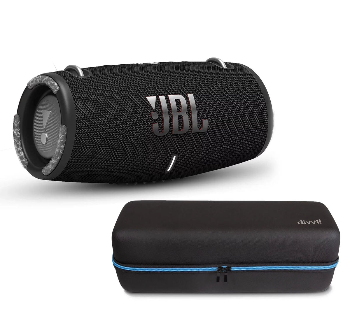 JBL Xtreme 3 dark Portable Bluetooth Speaker w/divvi! Hardshell Case Kit