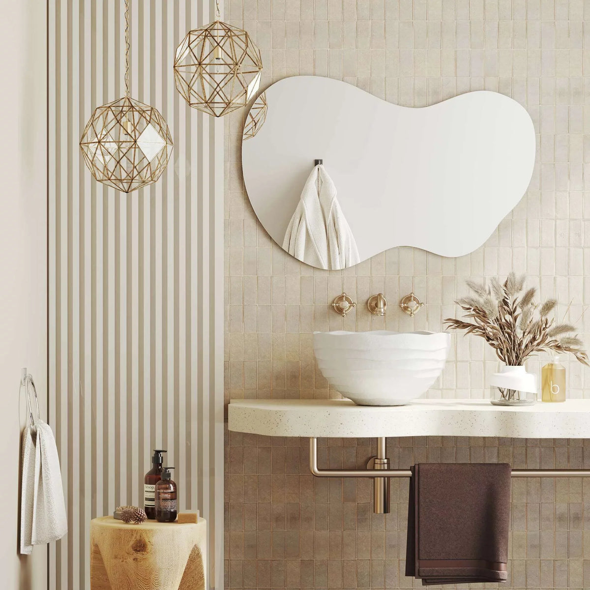 24" x 36" Asymmetrical Irregular Wall Mirror - Hotel Quality Craftsmanship with Abstract Frameless Shape - HD Clarity Reflection - Mount from Multiple Directions by Barnyard Designs