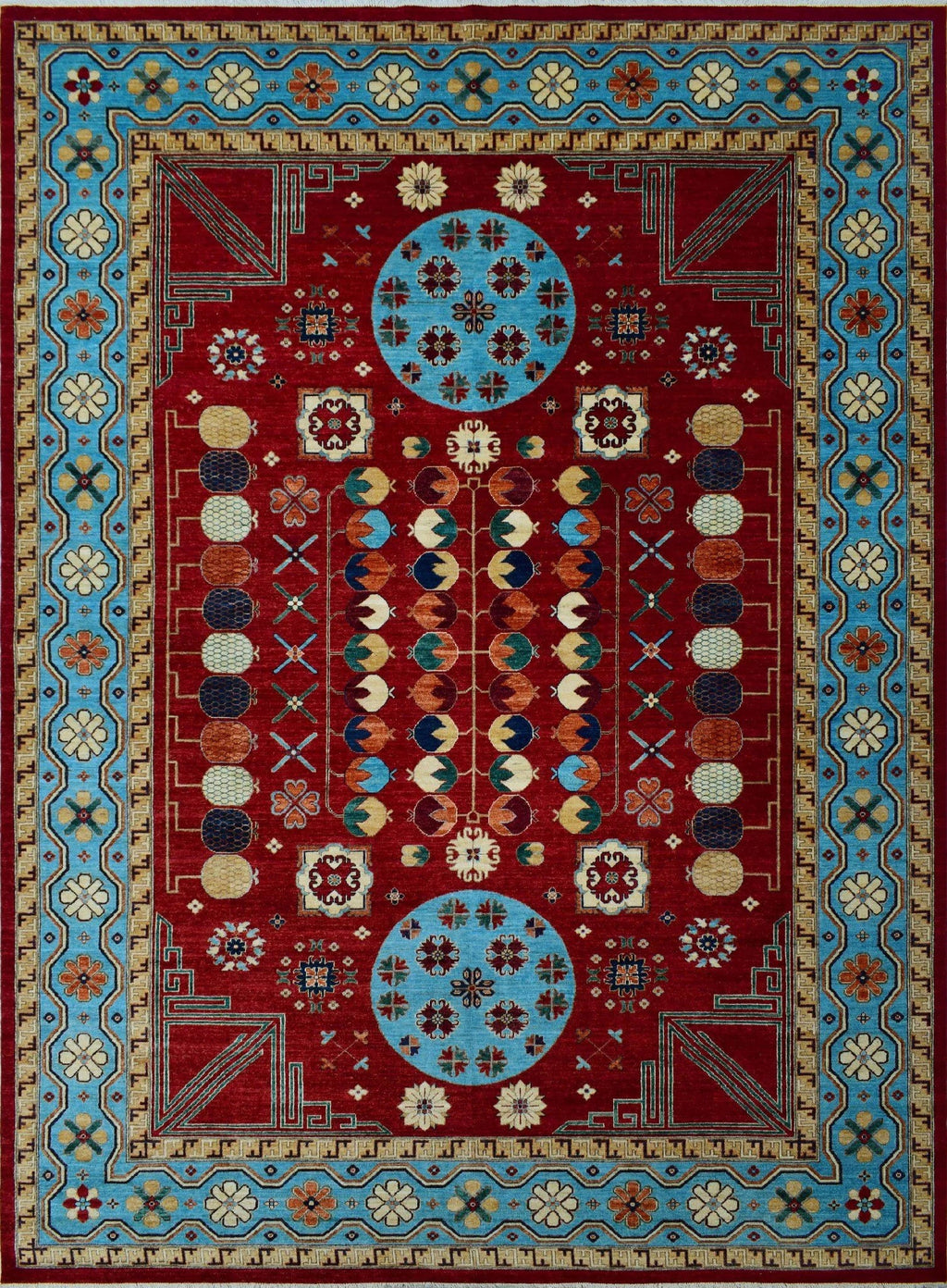Blue Rug, 9'11" x 13'8". Aria Roselyn Red/Lt
