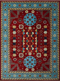 Blue Rug, 9'11" x 13'8". Aria Roselyn Red/Lt