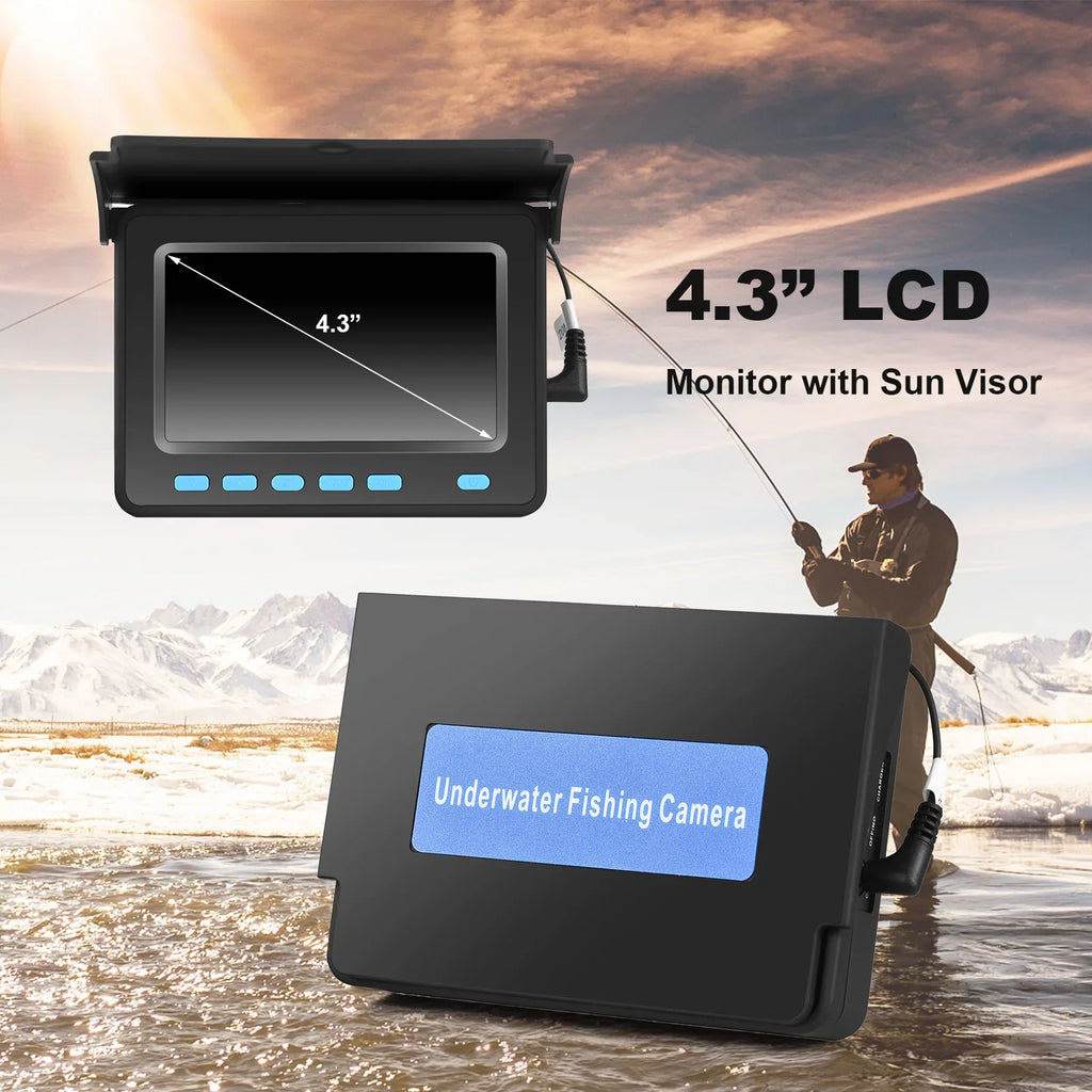 1200TVL Underwater Fishing Camera Fish Finder LCD  8PCS IR LED Night Vision