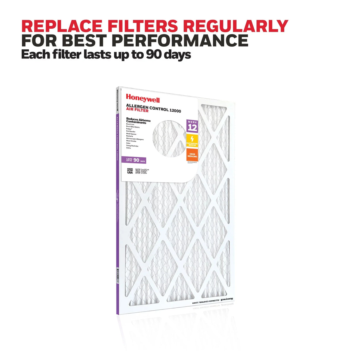 Honeywell 20x25x1 MERV 12 Pleated HVAC Furnace Air Filter- 12 Pack