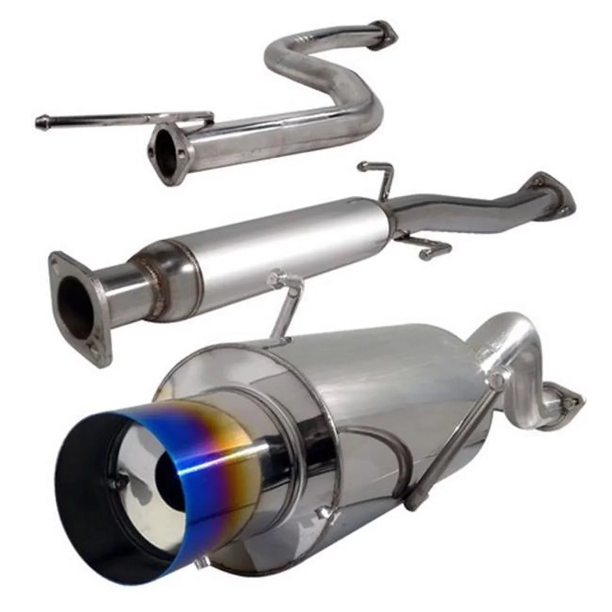 Inlet N1 Style Catback Exhaust System with Burnt Tip Ls-Rs Model for 94 to 01 Acura Integra, 10 x 13 x 48 in.. 2.5 in