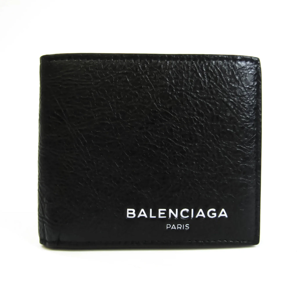 Pre-Owned Balenciaga 504934 Unisex Leather Wallet (bi-fold) charcoal (Good)