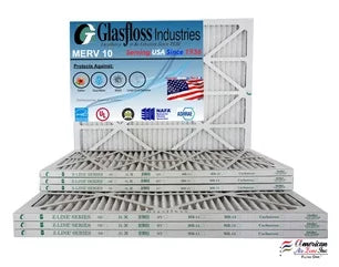 Glasfloss 16x20x1 - MERV 10 -Qty:12 - Furnace Air Filter - Made in USA (Actual Size: 15.5 x 19.5x7/8 1 inch)