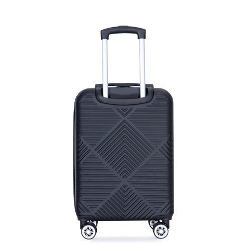 Zateety 2Piece Luggage Sets ABS Lightweight Suitcase , Spinner Wheels, ebony