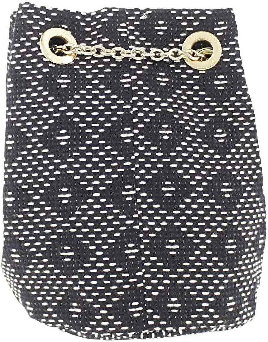 INC Womens Cheebee Pattern Chain Bucket Handbag Navy Small