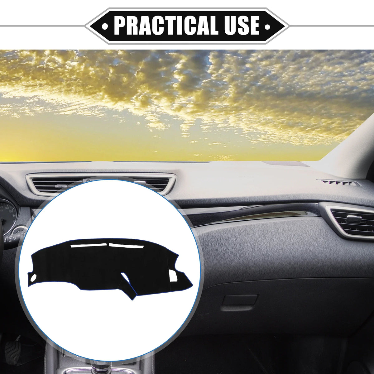 Unique Bargains Car Center Console Dashboard Cover Mat for  F150 1999-2003 Protective Polyester ebony Blue
