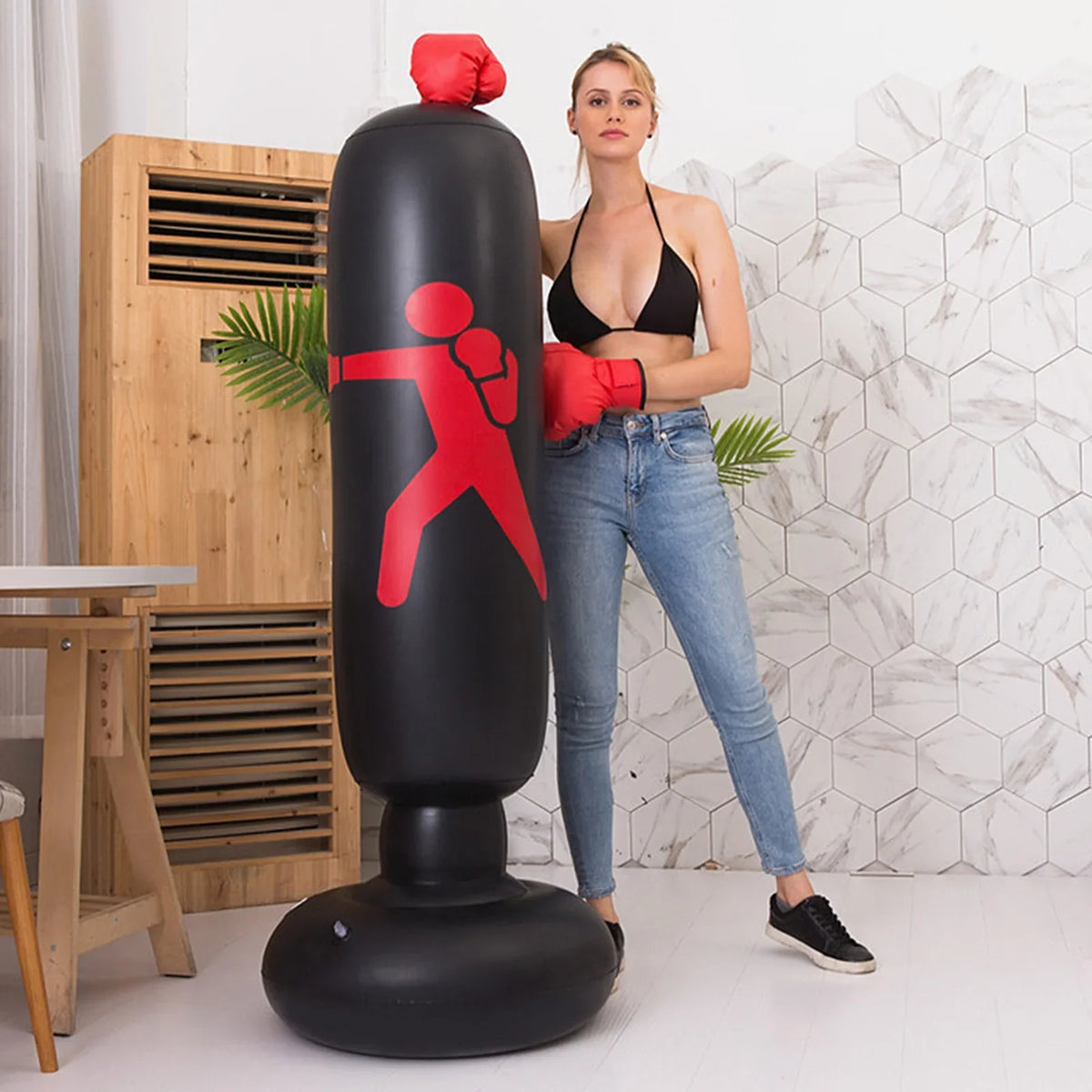 Andoer 5.2ft Inflatable Punching Bag, polyvinyl chloride Boxing Bag for Fitness Training, Boxing Target Bag