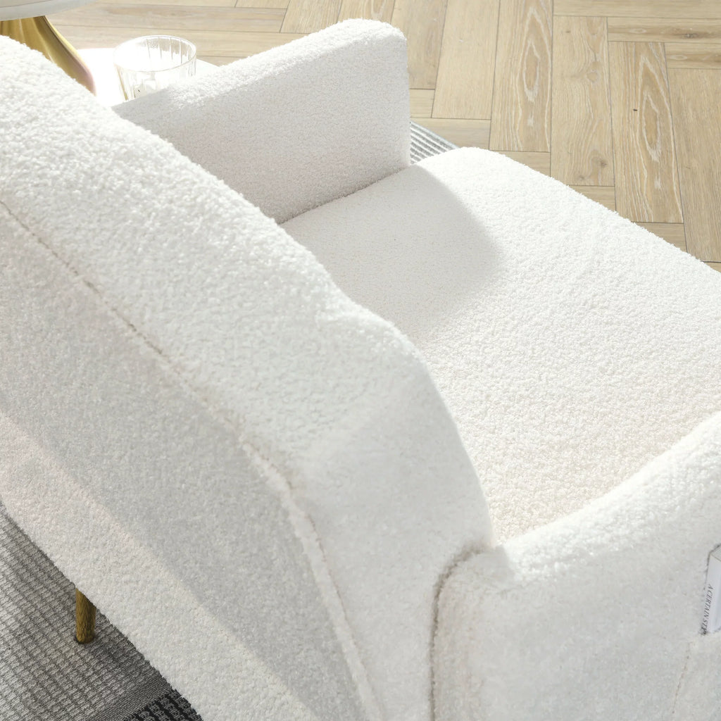 [Video]Welike 30 "W Modern Chesterfield Tufted Upholstered Chair with Deep Buttons, Living Room Chair, Comfortable Armchair, Gold Hardware Legs, Tufted Chair for Reading or Relaxing, WHITE TEDDY
