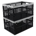 Ponpong 42 L Plastic Folding Storage Crates, Collapsible Crate Storage, 2 Pack
