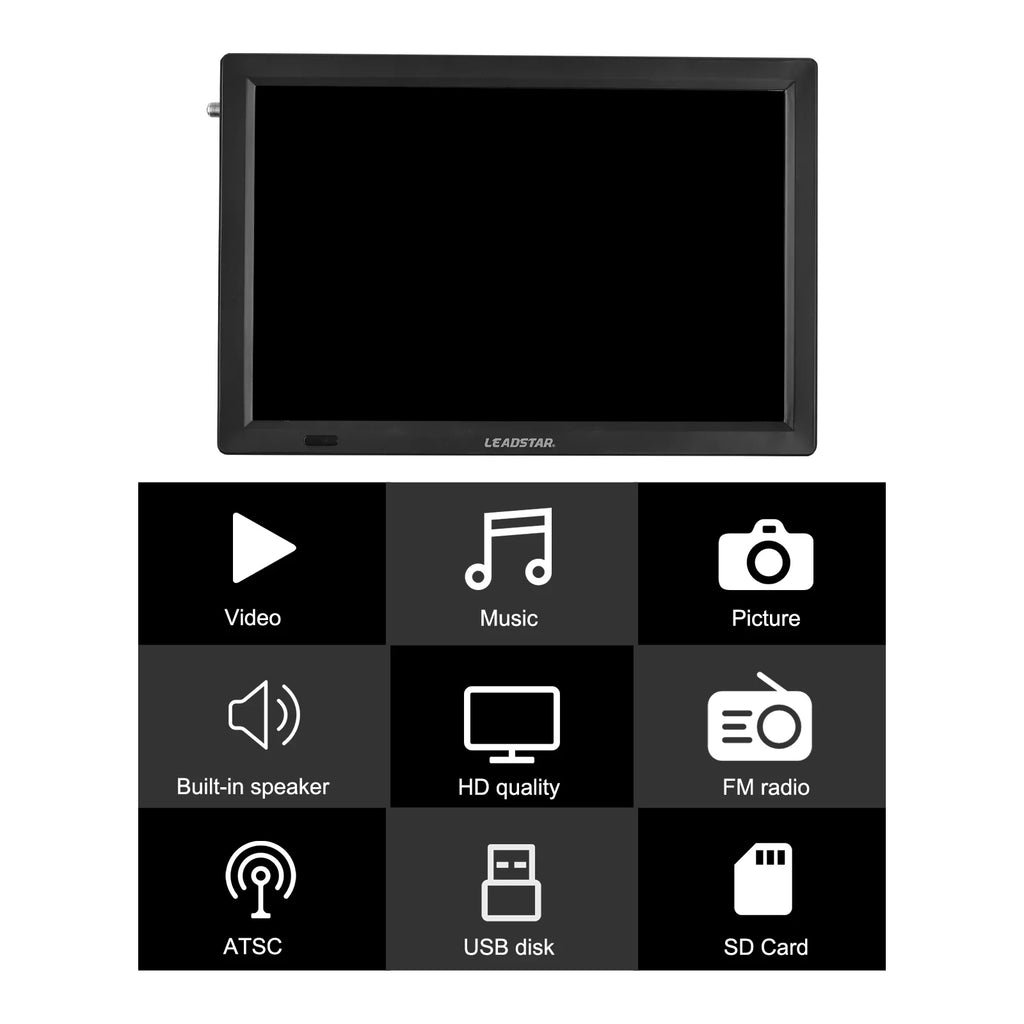 LEADSTAR D14 14-25mm ATSC Digital TV Player Portable TV Car Television Player Card U Disk Playback with Remote Control