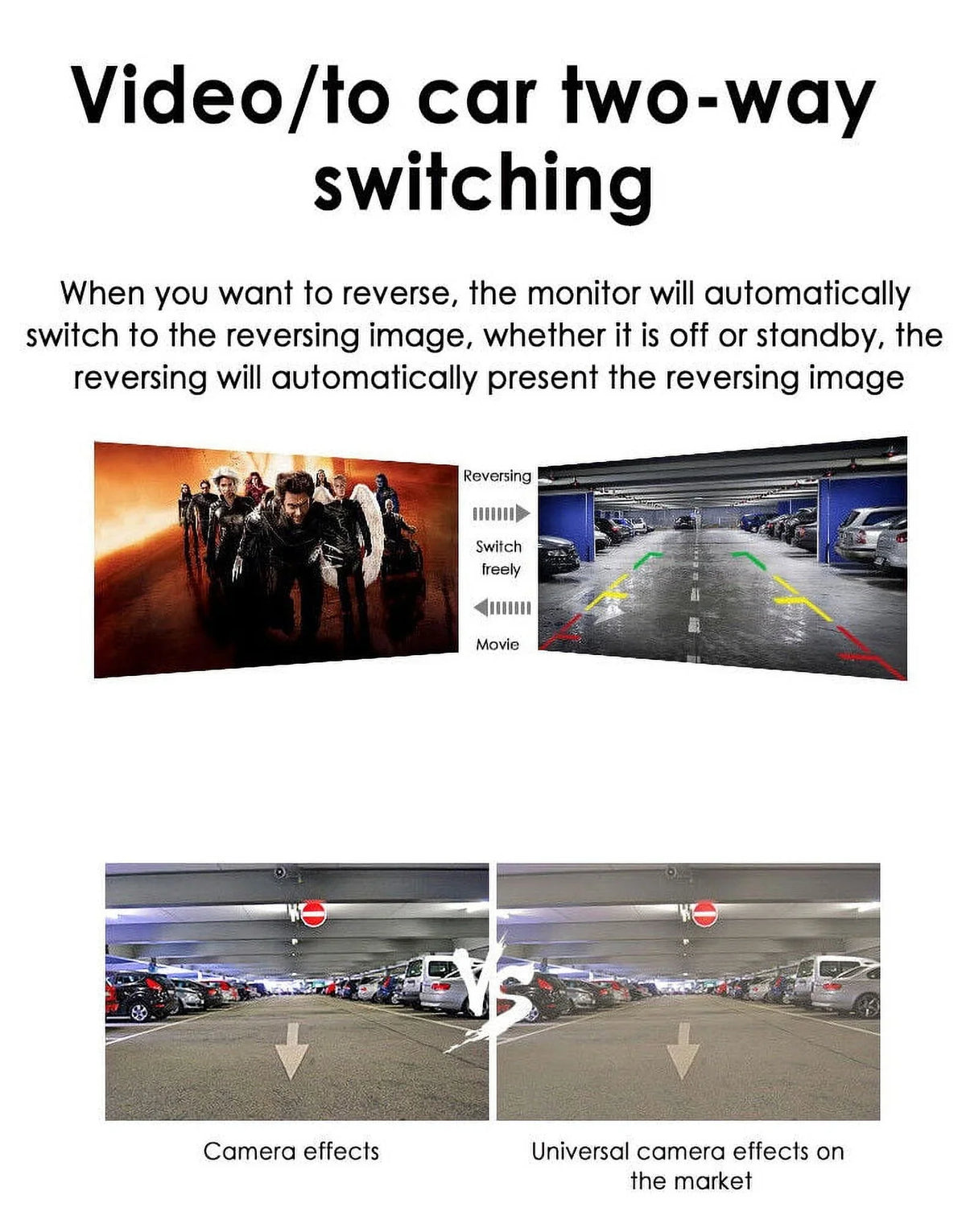 KingFurt  Car Night Vision Backup Camera Kit 5" Wireless Monitor HD Rear View Waterproof
