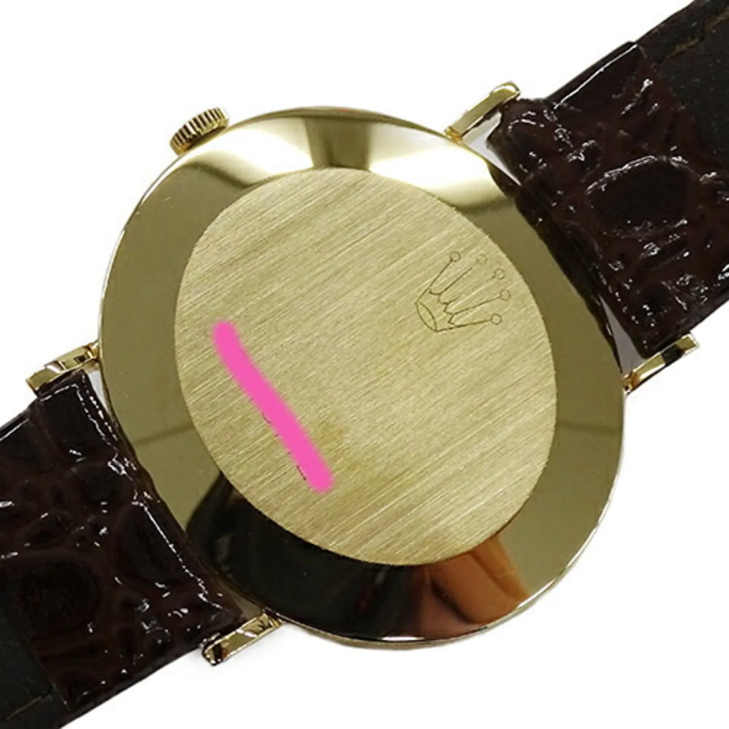Pre-Owned Rolex Cellini 3831J Men's Watch, Hand-wound, 750YG, Leather, Gold, Polished (Fair)