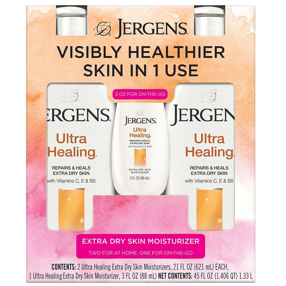 & 1 - 3 oz.). oz. The Jergens Ultra Healing Extra Dry Skin Moisturizers (2 - 21 fl