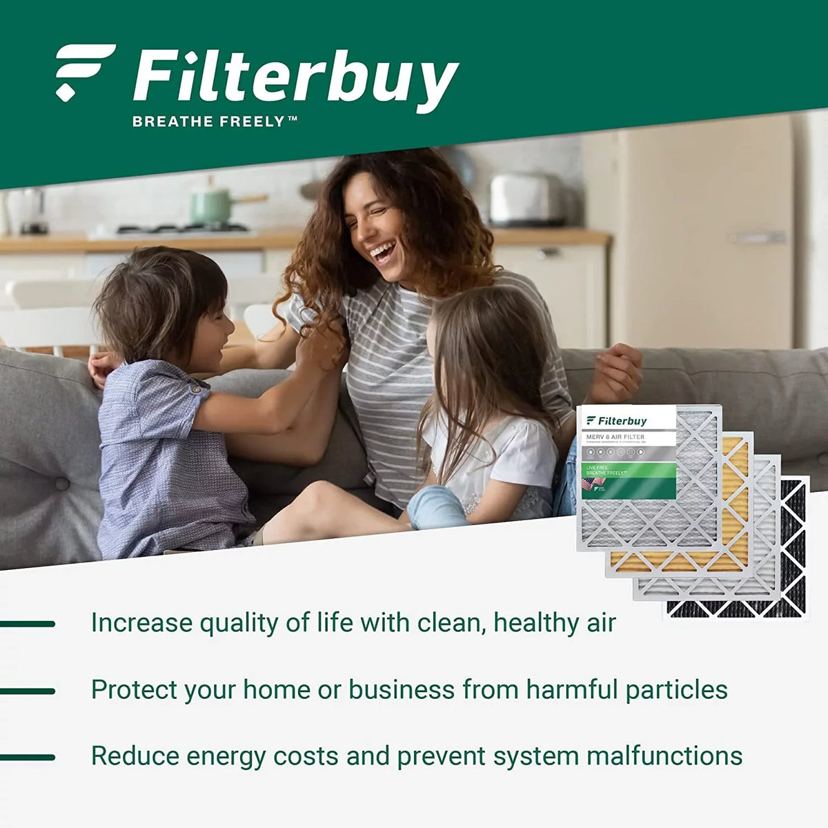 Filterbuy 20x25.25x3.5 MERV 13 Pleated HVAC AC Furnace Air Filters for Aprilaire Space-Gard 102/2120 (2-Pack)