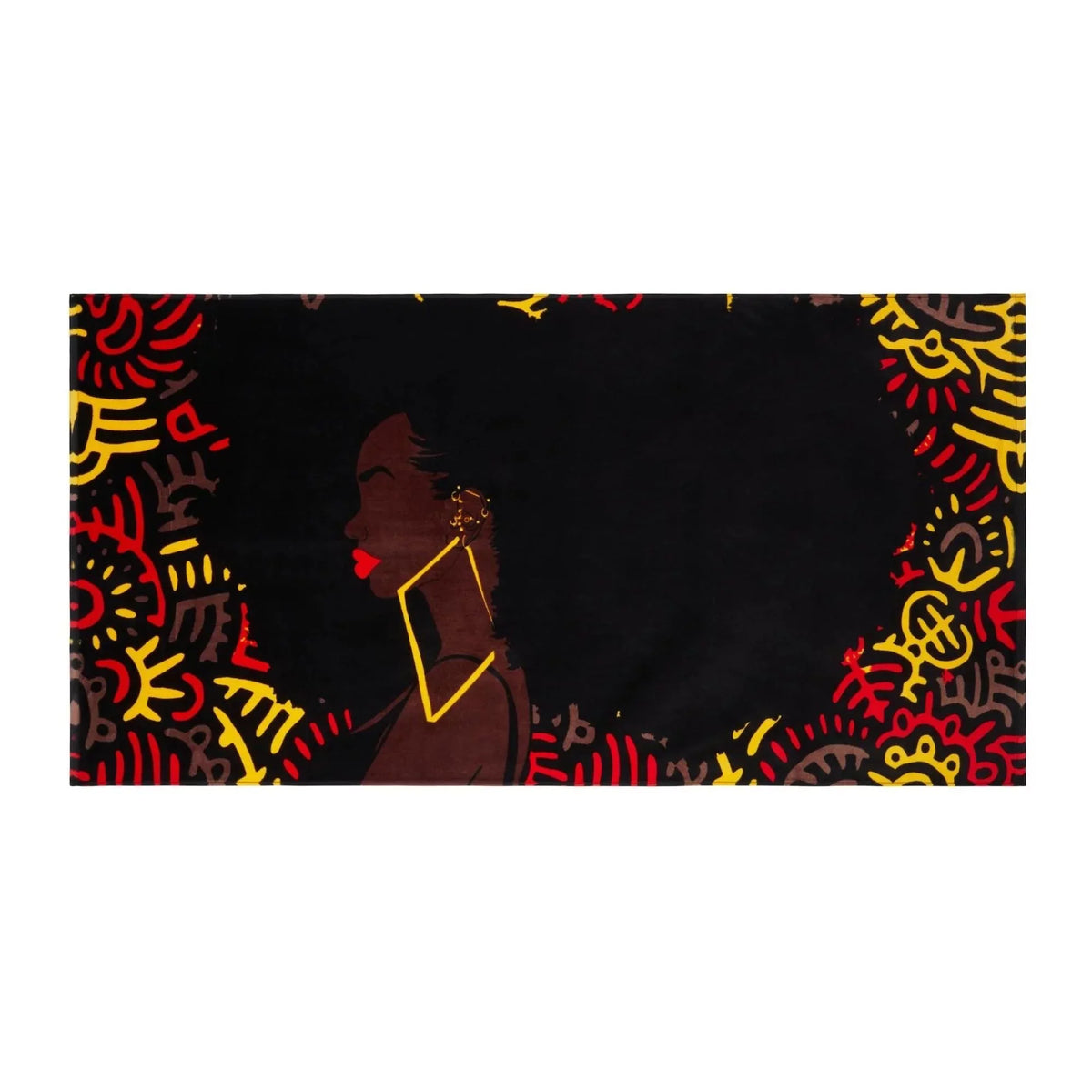Pardon My Fro Harlem ebony Large Plush Cotton Beach Towel for Women 30" x 60", 1 Piece