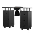 LUXMARS Manicure Table Nail Desk for Technician, Nail Table w/ Electric Dust Collector & Wrist Rest Cushion, Acetone Resistant Nail Table Station w/Lockable Wheels & Drawers & Cabinet - charcoal