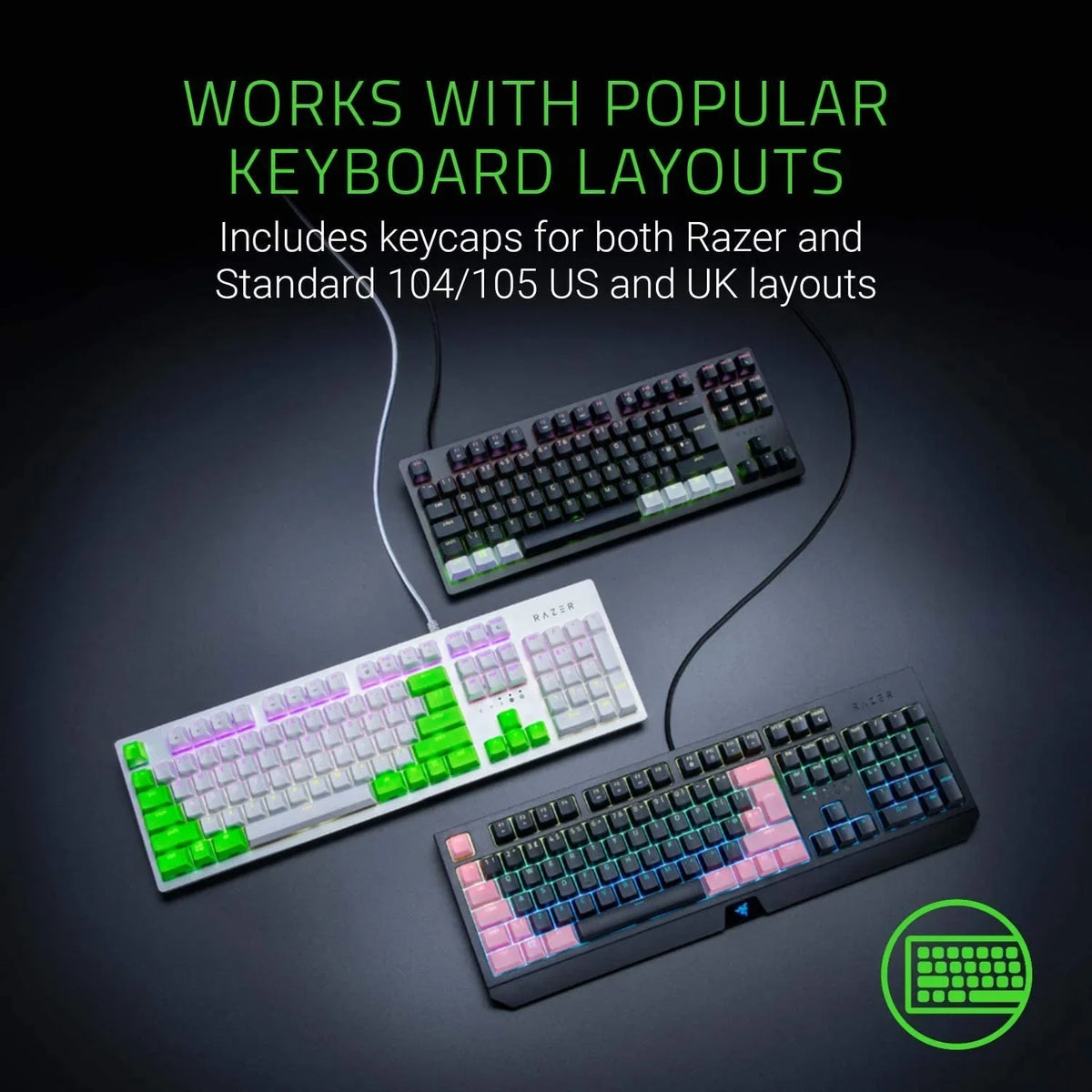 Doubleshot PBT Keycap Upgrade Set for Mechanical & Optical Keyboards: Compatible with Standard 104/105 US and UK layouts - Classic dark