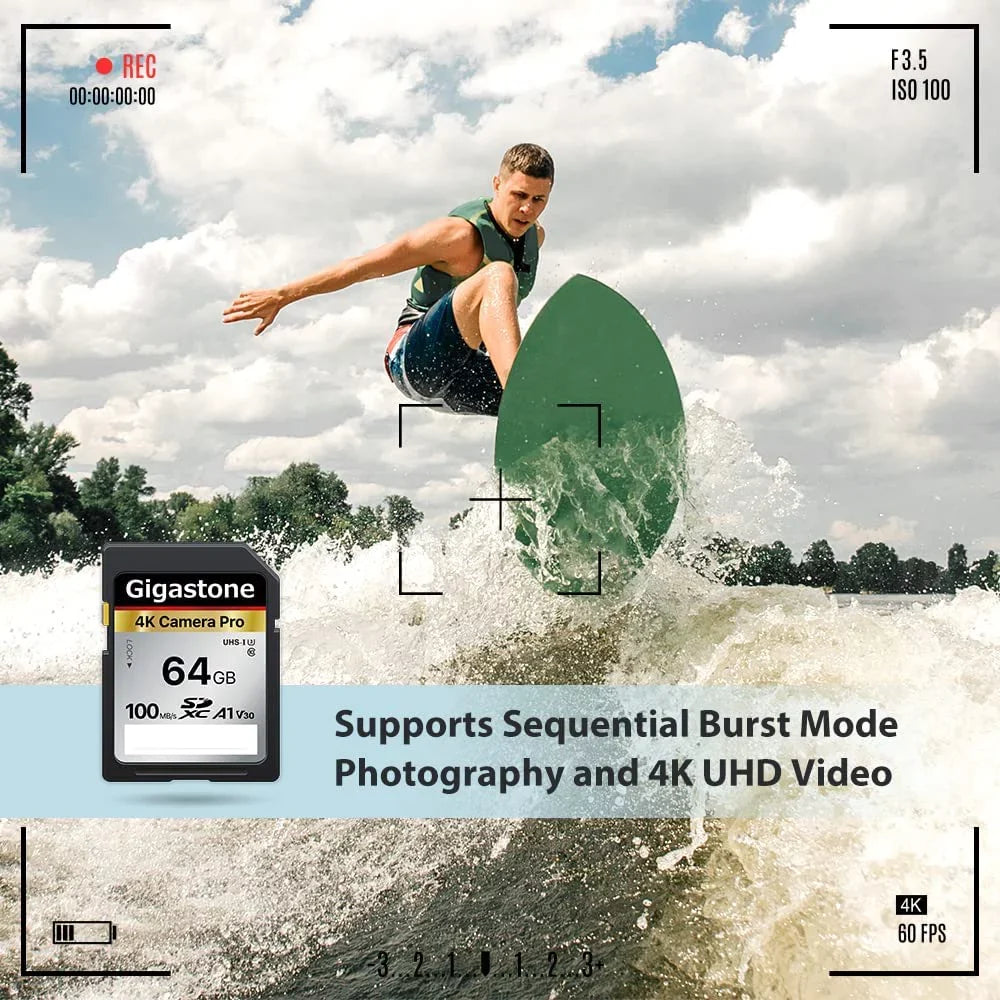 Gigastone 64GB 5-Pack SD Card V30 SDXC Memory Card High Speed 4K Ultra HD UHD Video Compatible with    Pentax Kodak Olympus  Digital Camera, with 5 Mini Cases-GS-SD-64GB-2-5PK-B