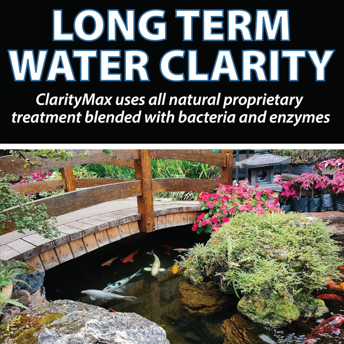 CrystalClear ClarityMax, All-in-One reservoir Clarifier Treatment, All-Natural Beneficial Bacteria & Enzymes Provide Max Clarity, Koi Fish & Pet Safe, Algae Stain Remover, Crystal Clear Water Garden 25LB