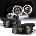 AKKON - [LED Tail + Headlights]Fits 2006-2008 Dodge Charger Dual Halo Headlights + Tail Lights in ebony Smoke Housing