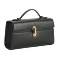 Qi Partner Handbags for Women The Symmetry Leather Top Handle Pochette Bags in ebony