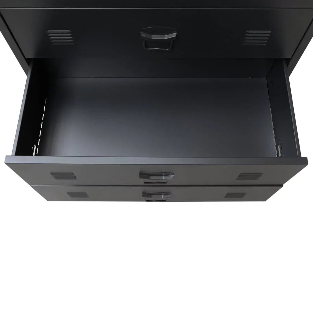 Anself Industrial Style 4 Drawer Dresser Storage Chest with Handles Metal End Side Cabinet Bedroom Living Room Entryway Hallway Furniture Decor 30.7 x 15.7 x 36.6 Inches (W x D x H) charcoal