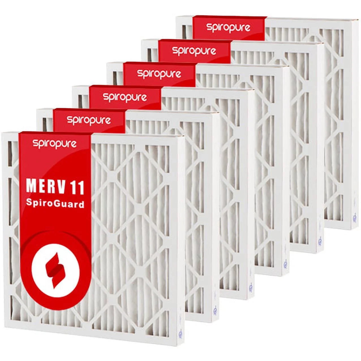 SpiroPure 15.75x31.75x2 MERV 11 Pleated Filter Air Filters - Made in USA (6 Pack)