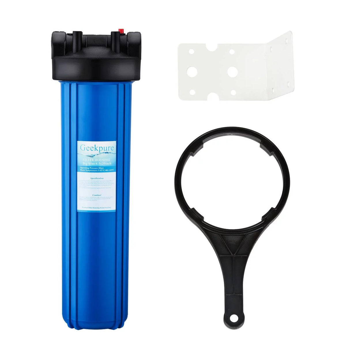 20 1 inch Big Blue Water Filter Housing 1" Outlet/Inlet with Wrench & Bracket -4.5" x 20"