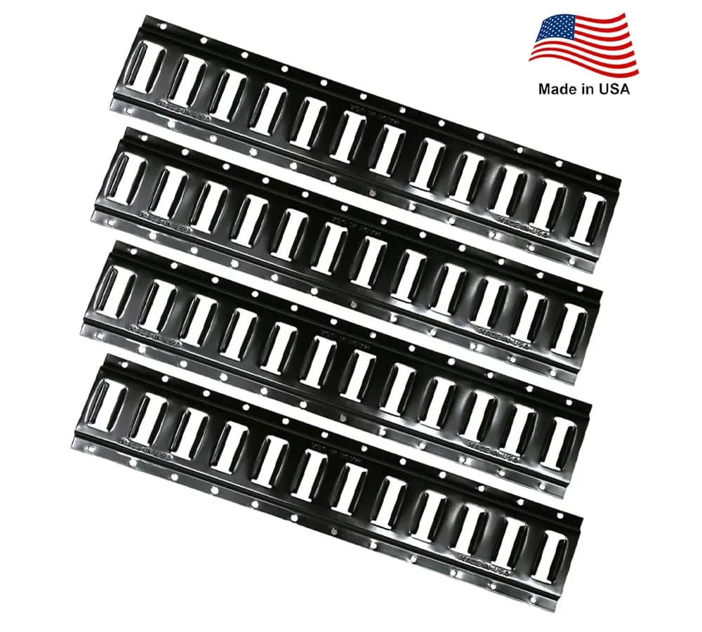 (4 Pack) 5 Ft Horizontal E Track Tie-Down Rail - Made in USA | dark Powder Coated, Bolt-On Tie Down Rail for Cargo on Pickups, Trucks, Trailers, Vans