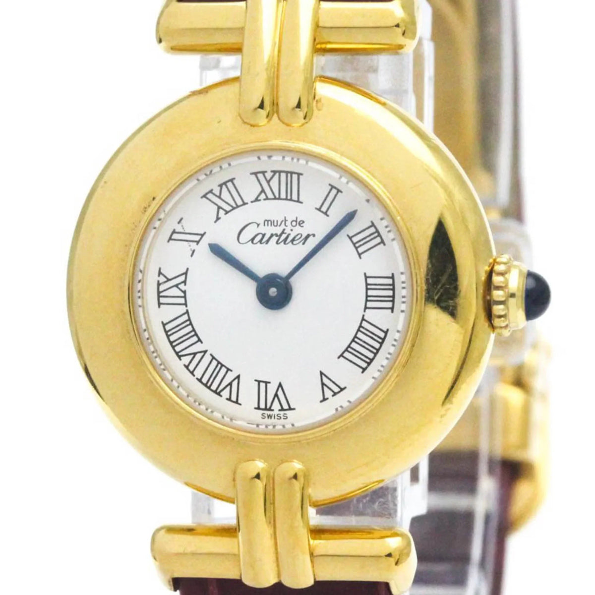 Pre-Owned CARTIER Must Colisee Gold Plated Leather Quartz Ladies Watch BF568960 (Good)