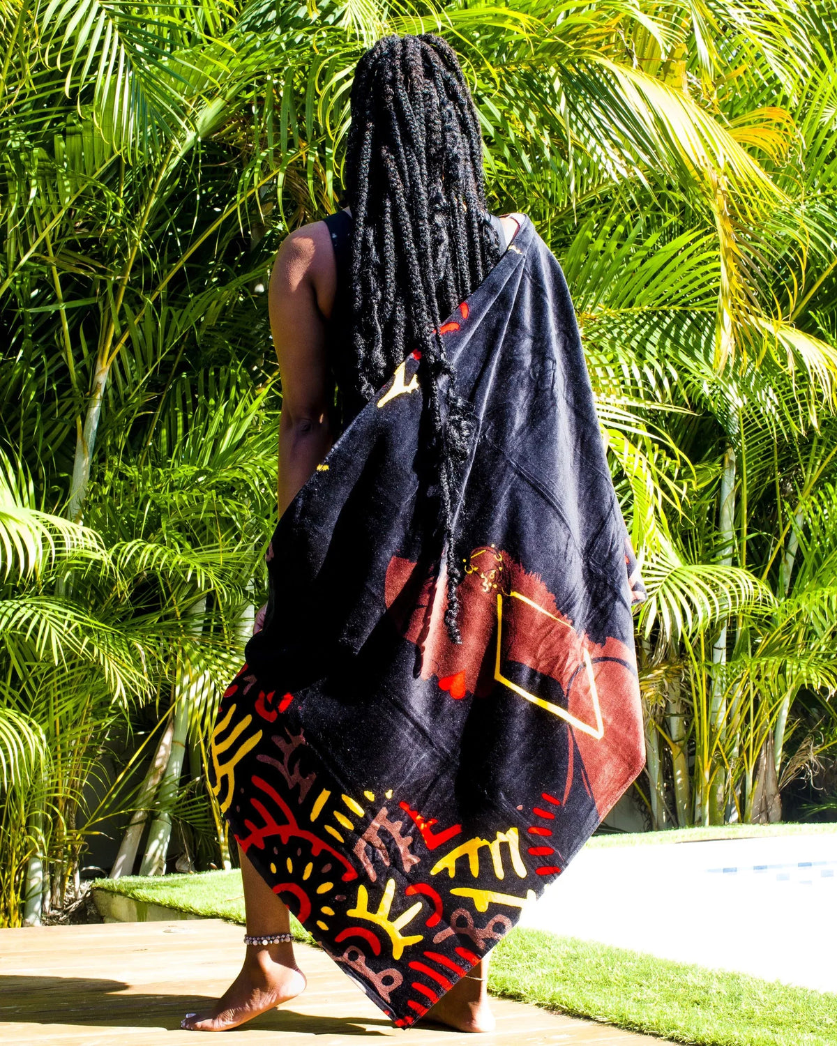 Pardon My Fro Harlem ebony Large Plush Cotton Beach Towel for Women 30" x 60", 1 Piece