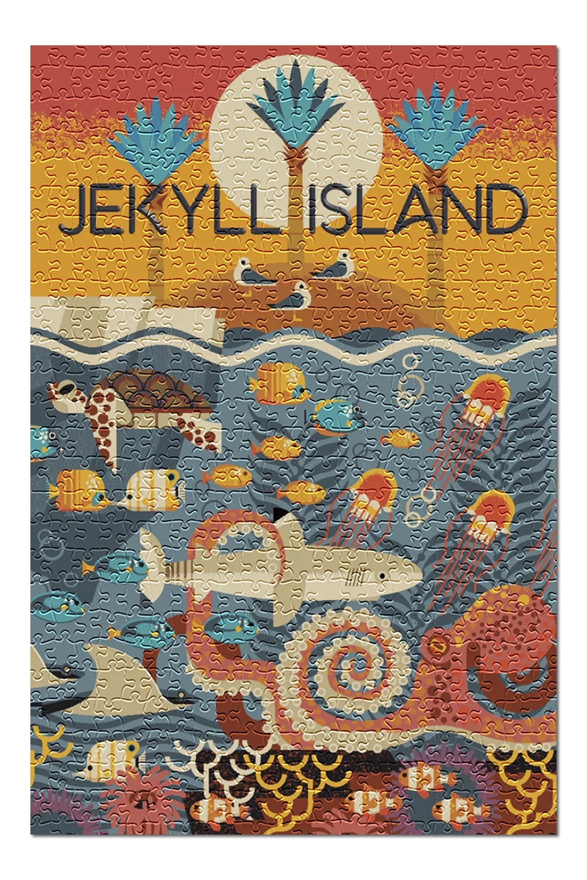 Jekyll Island, Georgia, Textured Geometric (19x27 inches, Premium 500 Piece Jigsaw Puzzle for Adults and Family, Made in USA)