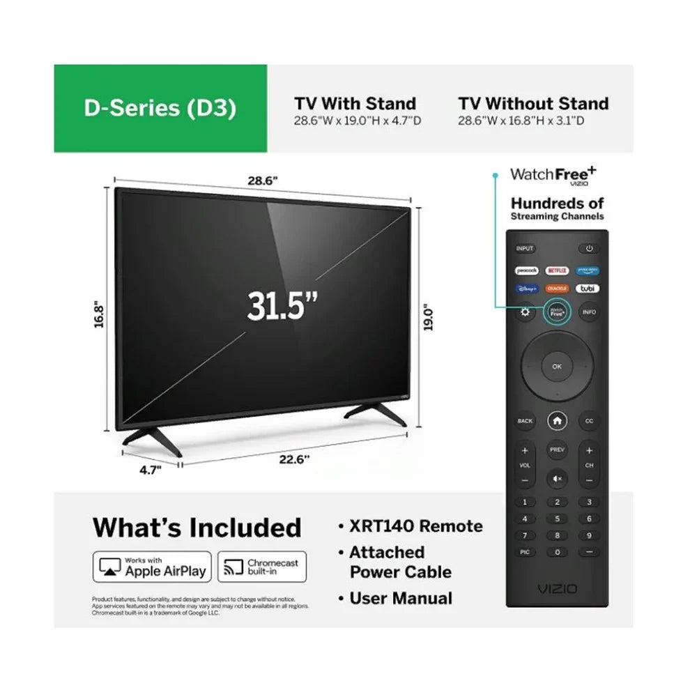Restored VIZIO D-Series 32" Class 1080p Full-Array LED HD Smart TV - D32F-J04 (Refurbished)