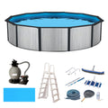 Blue Wave Savannah 18-ft Round 52-in Deep Hybrid Pool Package with 8-in Top Rail