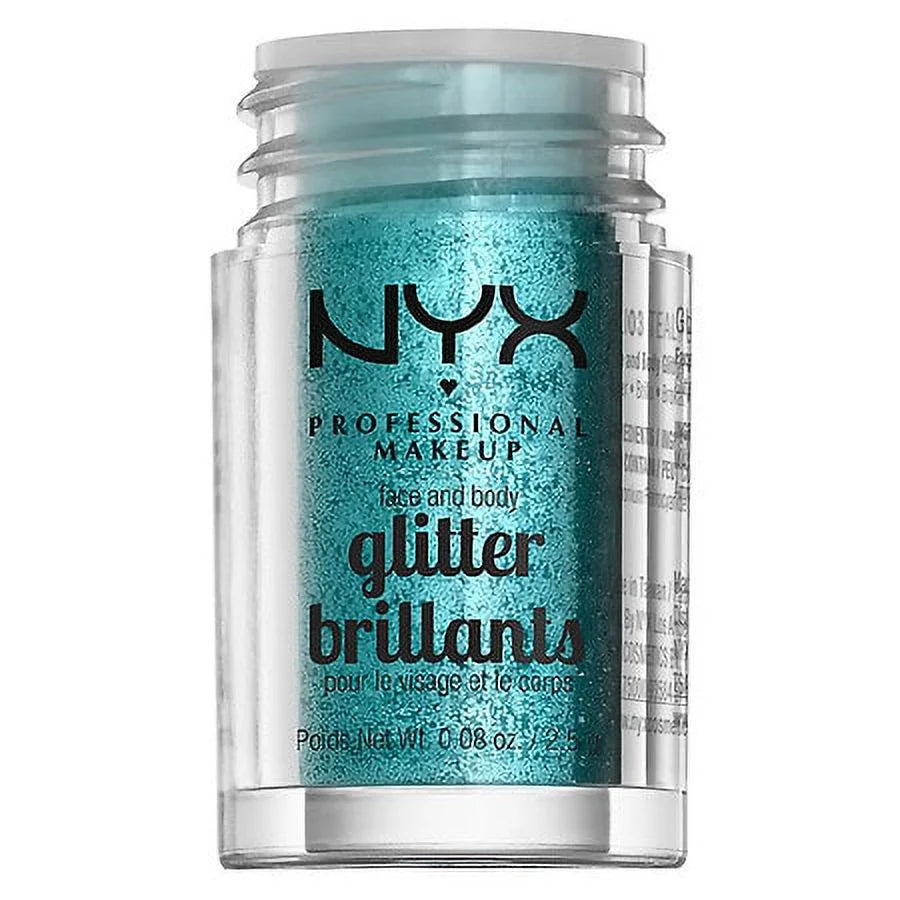 NYX Professional Makeup Face & Body Glitter, Teal 0.08 oz Pack of 2