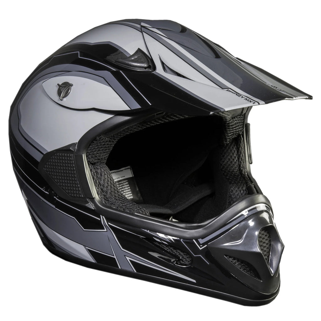 FRENZY Adult MX Helmet, DOT Approved, dark-Grey, XL