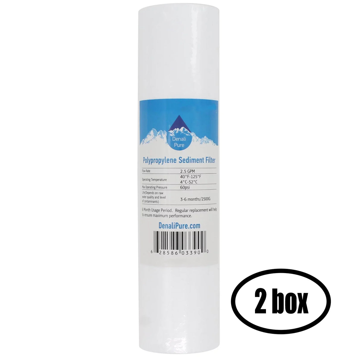 2 Boxes of Replacement for Rainfresh RO450/RO450M Polypropylene Sediment Filter - Universal 10-1 inch 5-Micron Cartridge for Rainfresh RO450 - Denali Pure Brand