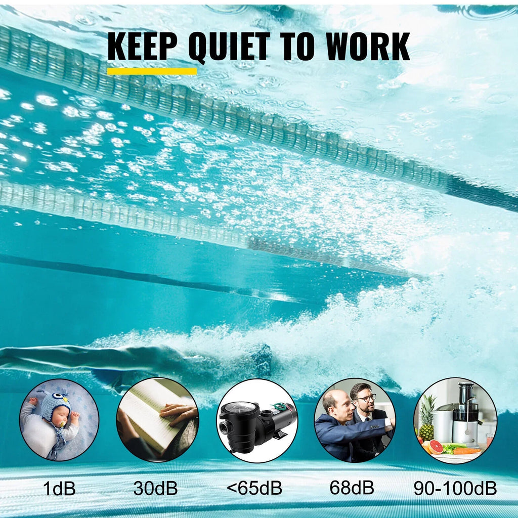 1.5HP 92GPM Above Ground SPA Swimming Pool Pump w/Strainer Filter 3450rpm 1100 W