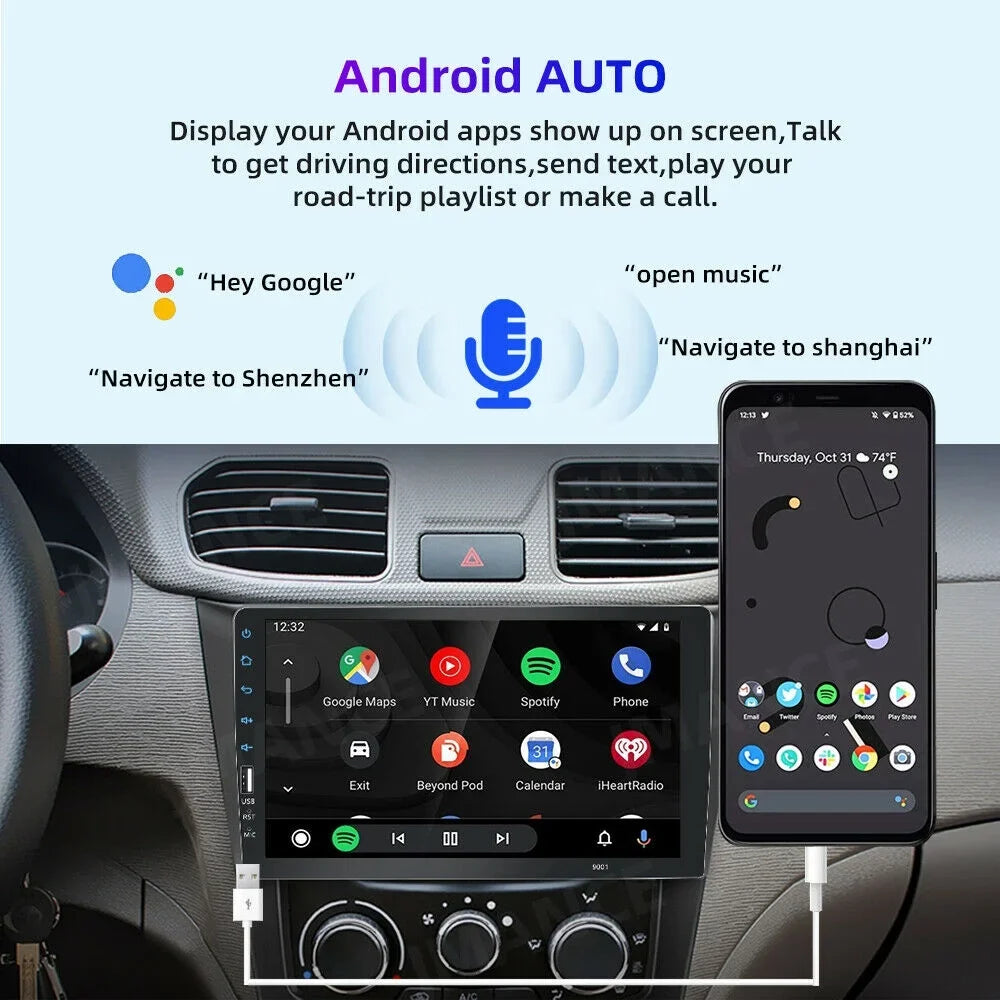 JMANCE MP5  Carplay Android Auto Car Audio GPS 9" Single Din FM Radio with Camera