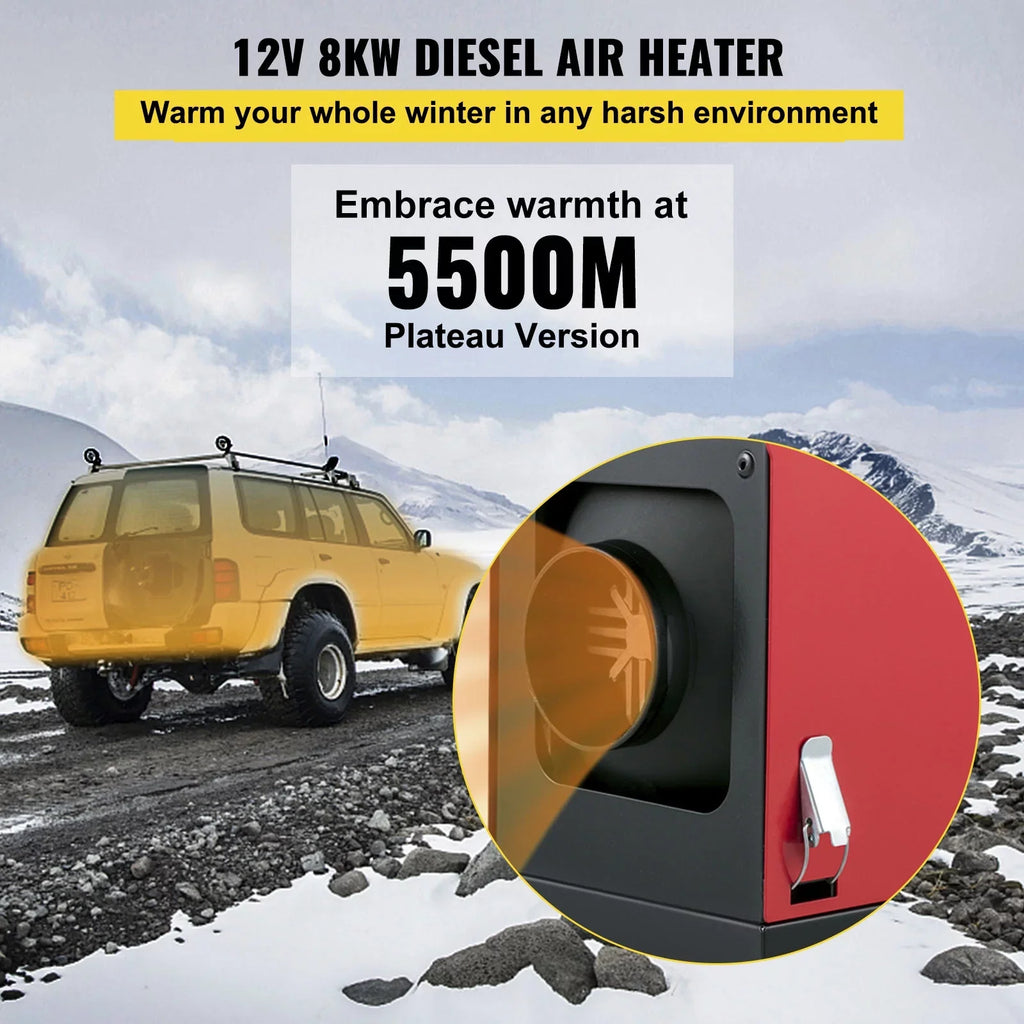 VEVORbrand Diesel Air Heater All in One 12V 8KW, Diesel Parking with LCD Switch, Silencer, Wireless Control and One Air Outlet for Car, Bus, Truck, Boat Trailer Motorhomes Engineering Vehicles