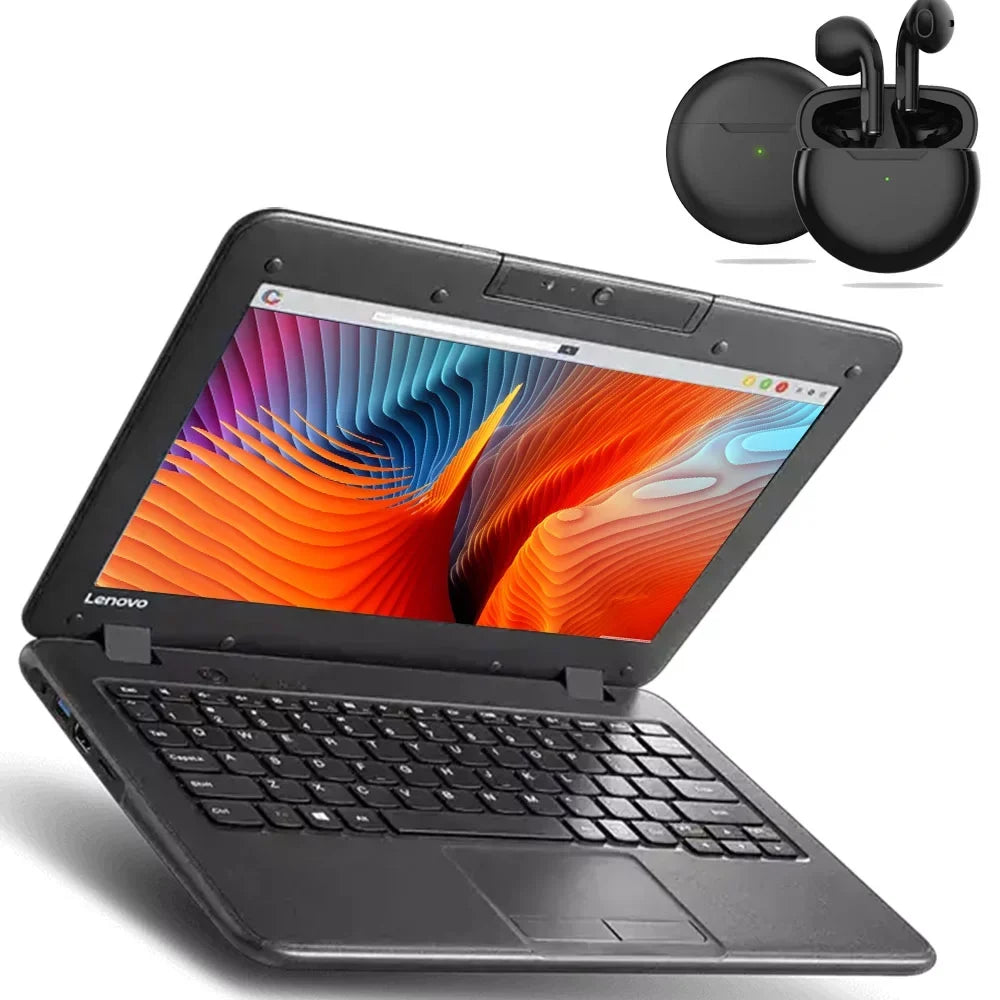 N22 Chromebook 11.6 1 inch   Processor/ 4GB Memory/ 16GB eMMC Storage/ USB3.0/ Bluetooth/ Wi-fi/ Webcam with Pro 6 Wireless Earbuds Chrome Notebook