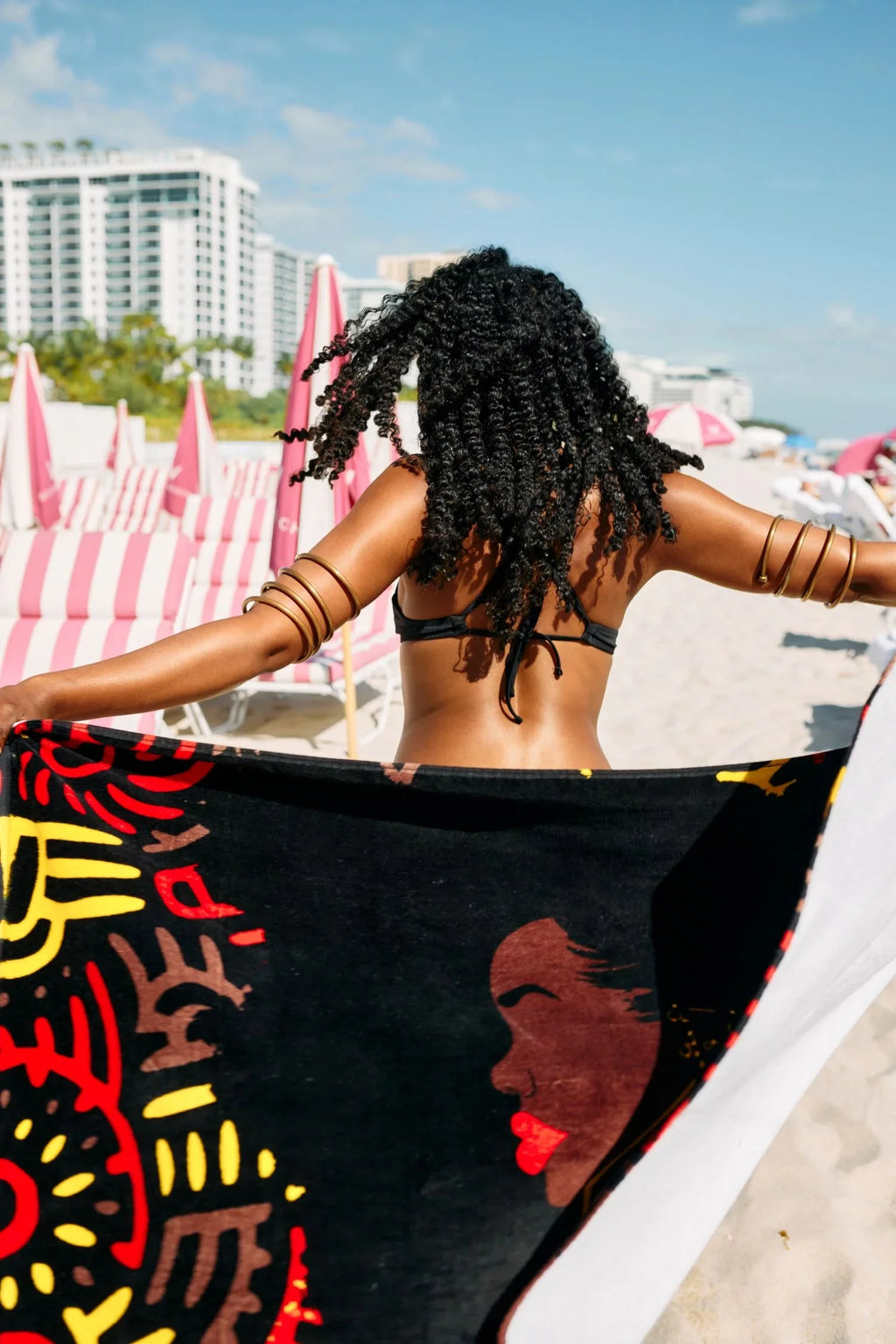 Pardon My Fro Harlem ebony Large Plush Cotton Beach Towel for Women 30" x 60", 1 Piece