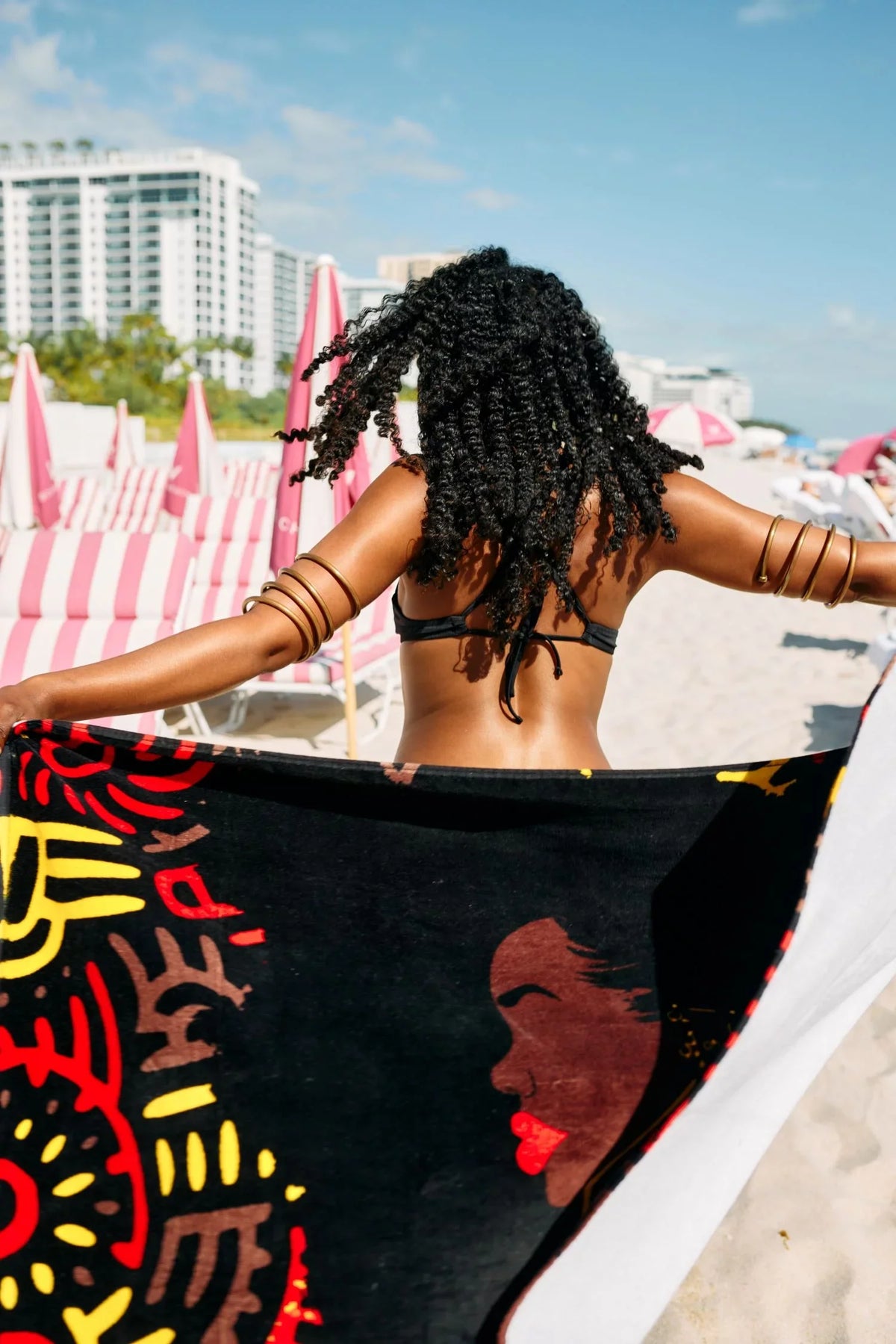 Pardon My Fro Harlem ebony Large Plush Cotton Beach Towel for Women 30" x 60", 1 Piece